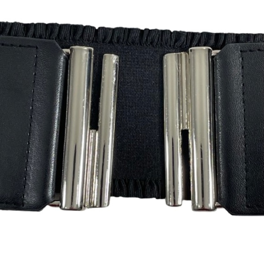 Kohl's Apt. 9 Black Stretchy Belt and Silver Fasteners 28” Waist Ruffled Edges